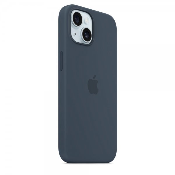 Apple Original iPhone 15 Cover Silikone MagSafe Stormblå