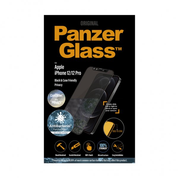 PanzerGlass iPhone 12/iPhone 12 Pro Skærmbeskyttelse Edge-to-Edge Camslider Privacy