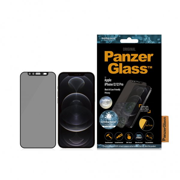 PanzerGlass iPhone 12/iPhone 12 Pro Skærmbeskyttelse Edge-to-Edge Camslider Privacy