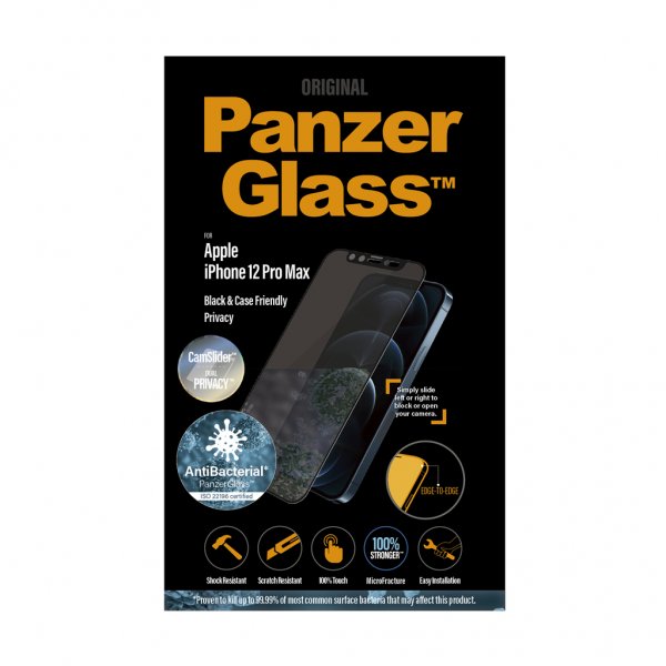 PanzerGlass iPhone 12 Pro Max Skærmbeskyttelse Edge-to-Edge Camslider Privacy
