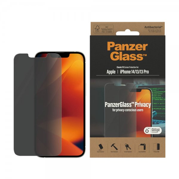PanzerGlass iPhone 13/iPhone 13 Pro/iPhone 14 Skærmbeskyttelse Classic Fit Privacy