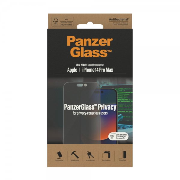 PanzerGlass iPhone 14 Pro Max Skærmbeskyttelse Ultra-Wide Fit Privacy