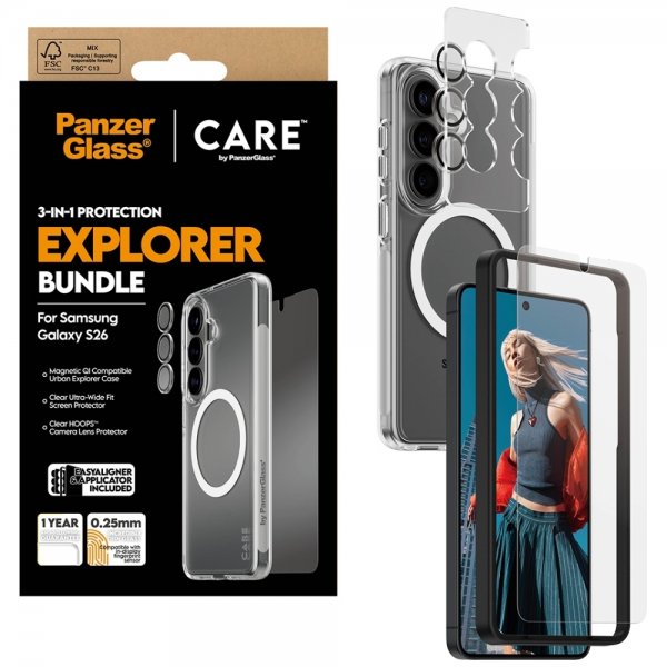 PanzerGlass Samsung Galaxy S26 3-i-1 Beskyttelsespakke