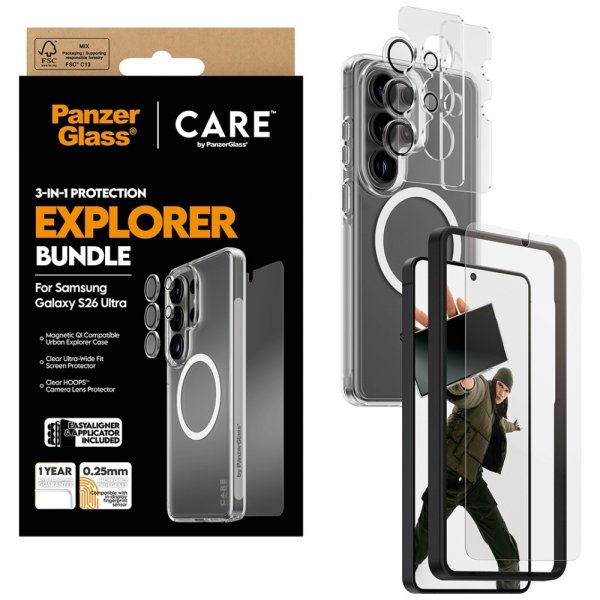 PanzerGlass Samsung Galaxy S26 Ultra 3-i-1 Beskyttelsespakke
