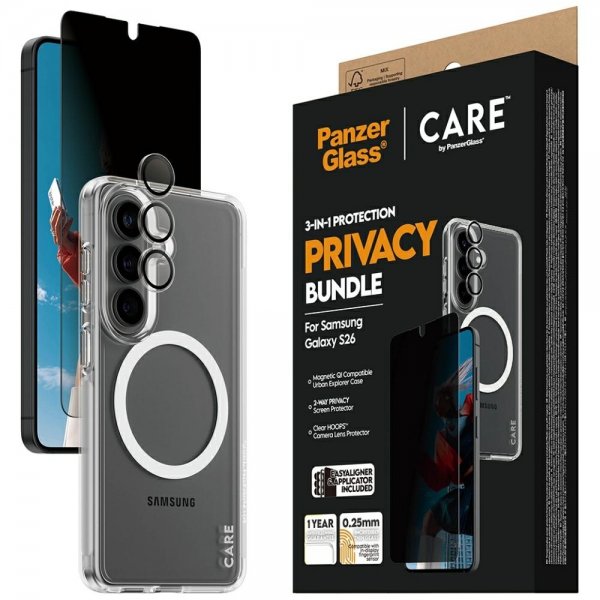 PanzerGlass Samsung Galaxy S26 3-i-1 Beskyttelse fortrolighedspakke