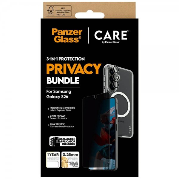 PanzerGlass Samsung Galaxy S26 3-i-1 Beskyttelse fortrolighedspakke