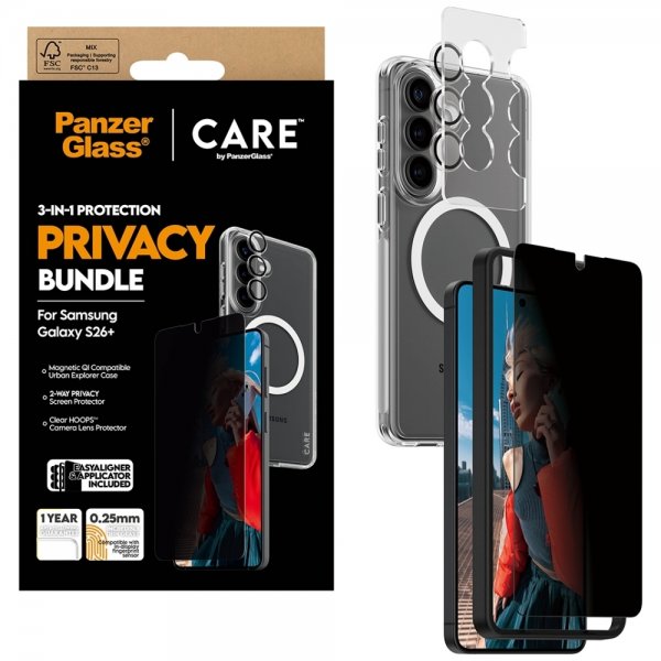 PanzerGlass Samsung Galaxy S26 Plus 3-i-1 Protection Privacy Bundle