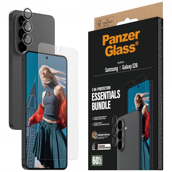 PanzerGlass Samsung Galaxy S26 Skærmbeskytter og Kamerabeskyttelse 2-i-1 Bundle