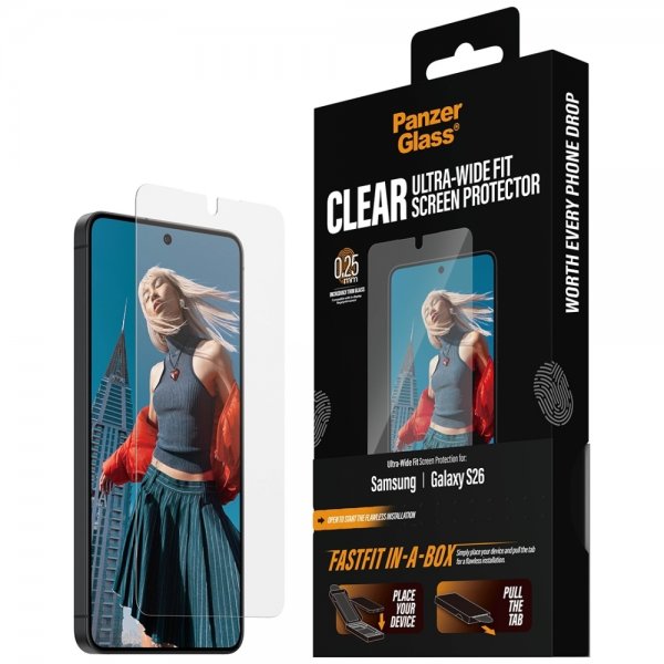 PanzerGlass Samsung Galaxy S26 Skærmbeskyttelse Fastfit In-a-Box