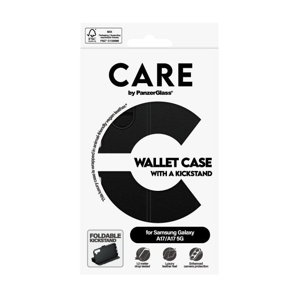 CARE by PanzerGlass Samsung Galaxy A17 Cover Wallet Kickstand Sort