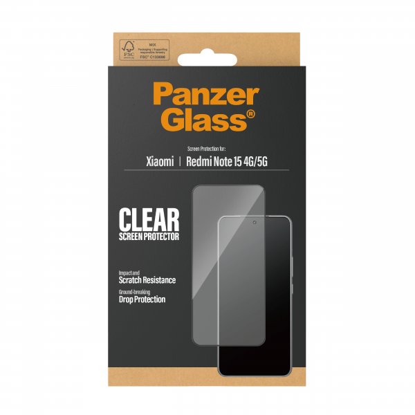 PanzerGlass Xiaomi Redmi Note 15/Xiaomi Redmi Note 15 5G Skærmbeskyttelse Ultra-Wide Fit