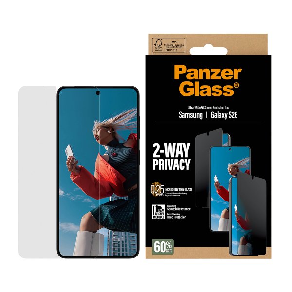 PanzerGlass Samsung Galaxy S26 Skærmbeskyttelse Ultra-Wide Fit Privacy EasyAligner