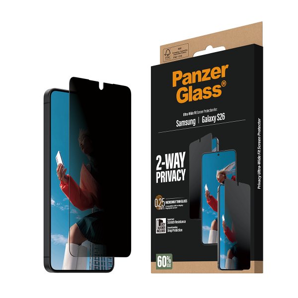 PanzerGlass Samsung Galaxy S26 Skærmbeskyttelse Ultra-Wide Fit Privacy EasyAligner