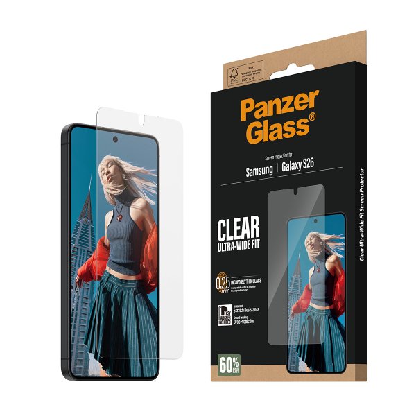 PanzerGlass Samsung Galaxy S26 Skærmbeskyttelse Ultra-Wide Fit EasyAligner