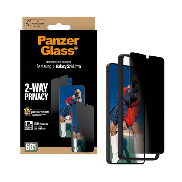 PanzerGlass Samsung Galaxy S26 Ultra Skærmbeskytter Ultra-Wide Fit Privacy EasyAligner