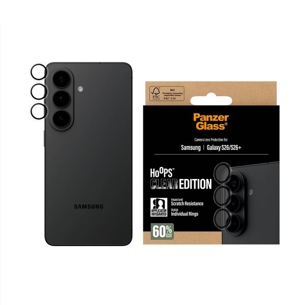 PanzerGlass Samsung Galaxy S26/S26 Plus Kamera Beskyttelse Hoops Transparent