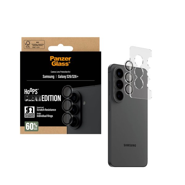 PanzerGlass Samsung Galaxy S26/S26 Plus Kamera Beskyttelse Hoops Transparent