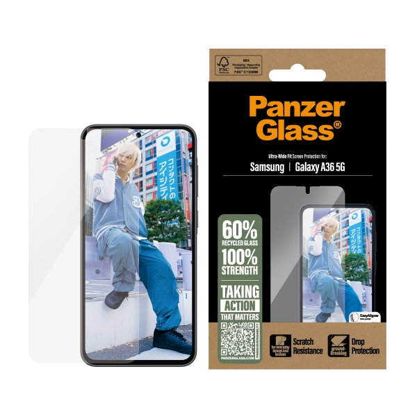 PanzerGlass Samsung Galaxy A36 Skærmbeskyttelse Ultra-Wide Fit EasyAligner