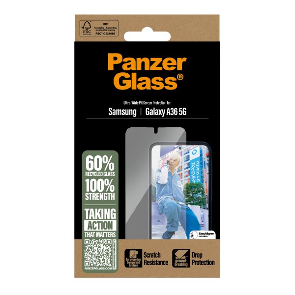PanzerGlass Samsung Galaxy A36 Skærmbeskyttelse Ultra-Wide Fit EasyAligner