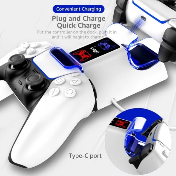 Ipega PlayStation 5 Controller Dobbelt Ladestation
