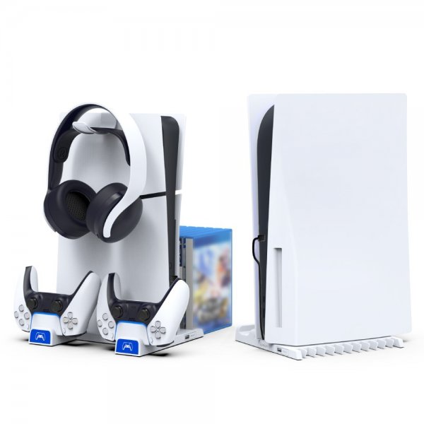 Ipega PS5/PS5 Slim Dockingstation Køleblæser Kontrolopladning Spilopbevaring