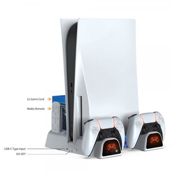 Dobe PS5 Slim Dockingstation med Køleventilator Kontrolopladning Spilopbevaring