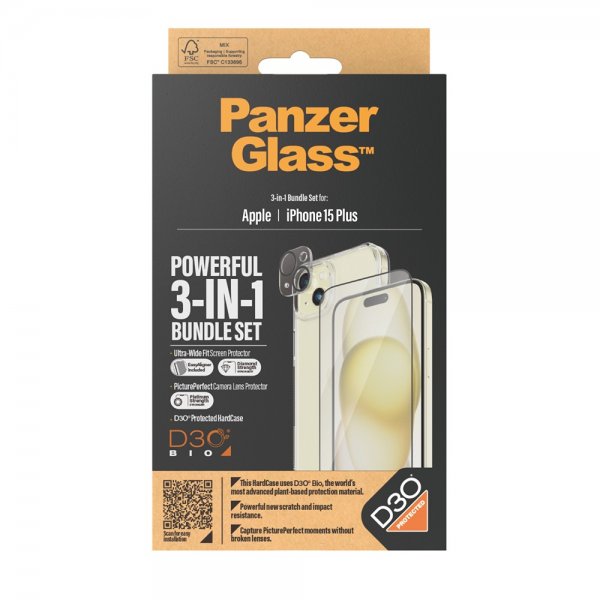 PanzerGlass iPhone 15 Plus 3-i-1 pakkesæt