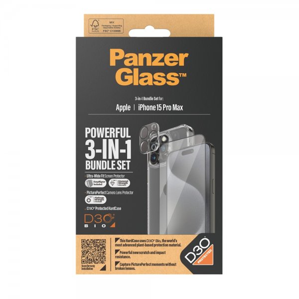 PanzerGlass iPhone 15 Pro Max 3-i-1 Bundle Sæt
