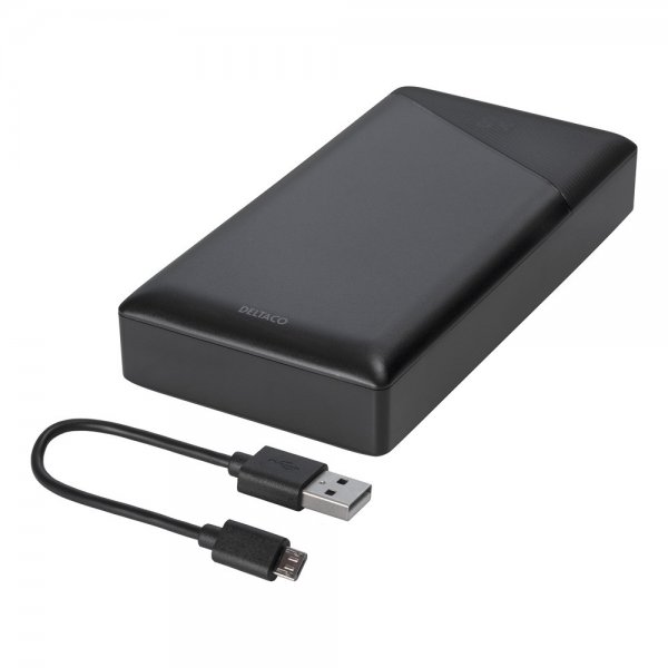 Deltaco Powerbank 20.000 mAh Hurtig Opladning 18W Sort