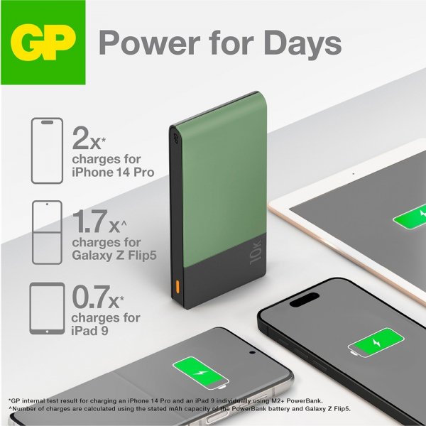 GP Powerbank M2+ 10.000 mAh Grøn