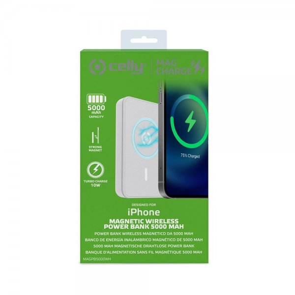 Celly Powerbank Magnetic trådløs powerbank 5000 mAh MagSafe