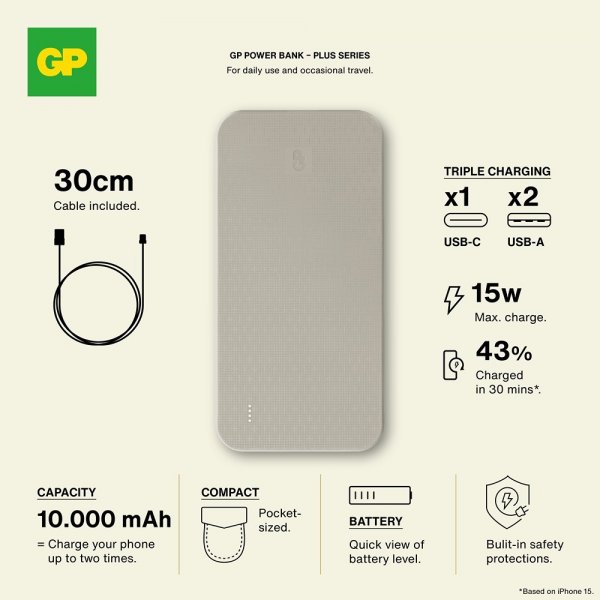 GP Powerbank Plus 10.000 mAh Cream