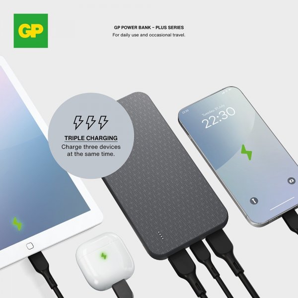 GP Powerbank Plus 10 000 mAh Sort