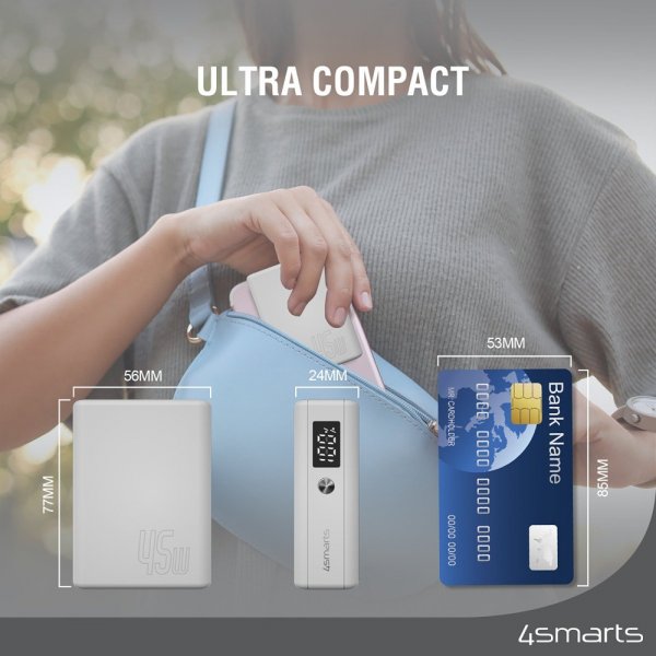 4smarts Powerbank Pocket Slim 10.000 mAh 45W Hvid