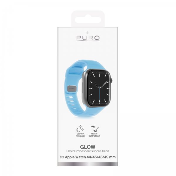 Puro Apple Watch 44/45/46/Ultra 49 mm Rem Glow Blå
