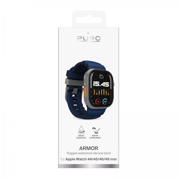 Puro Apple Watch 44/45/46/Ultra 49 mm Armbånd Armor Blå