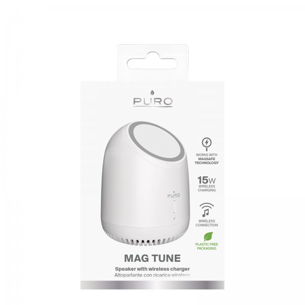 Puro Trådløs Oplader og Højttaler Mag Tune 15W MagSafe Hvid