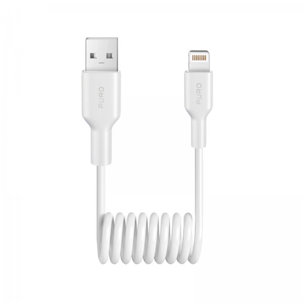 Puro Kabel Spiral Lightning til USB-A 1m Hvid