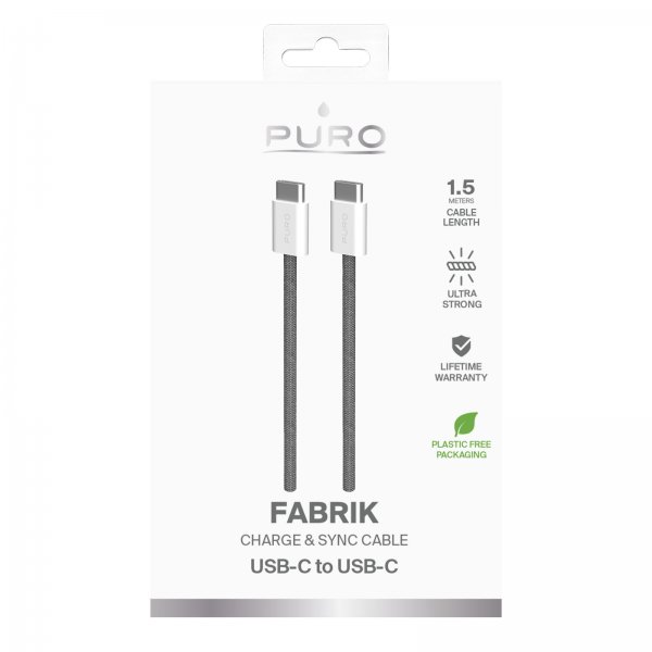 Puro Kabel Fabrik 2.0 60W USB-C til USB-C 1.5m Grå