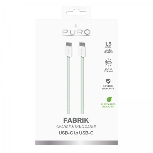 Puro Kabel Fabrik 2.0 60W USB-C til USB-C 1.5m Grøn