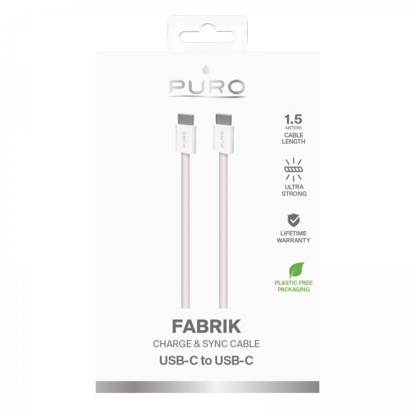 Puro Kabel Fabrik 2.0 60W USB-C til USB-C 1.5m Rosa