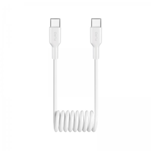 Puro Kabel Spiral USB-C til USB-C 1m Hvid