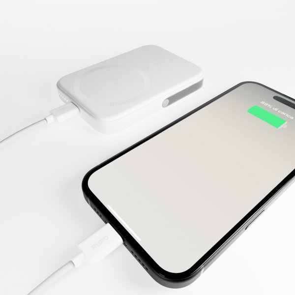 Puro Powerbank Stand Power Mag 5000 mAh Hvid