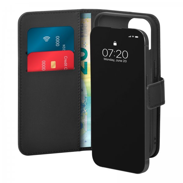 Puro iPhone 15 Cover Wallet Stand Sort