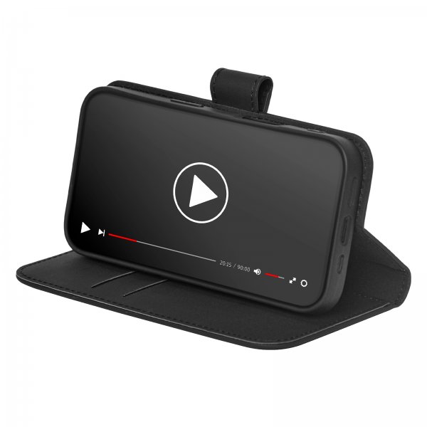 Puro iPhone 15 Cover Wallet Stand Sort
