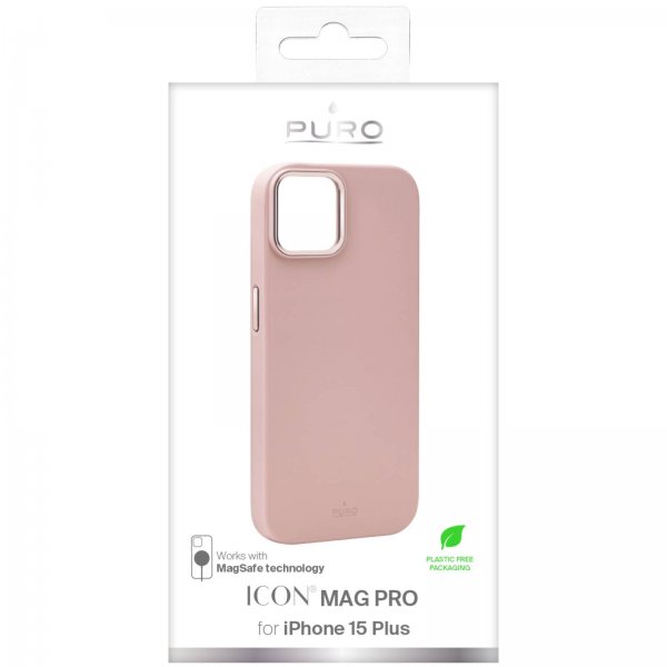 Puro iPhone 15 Plus Cover ICON Mag Pro Pink