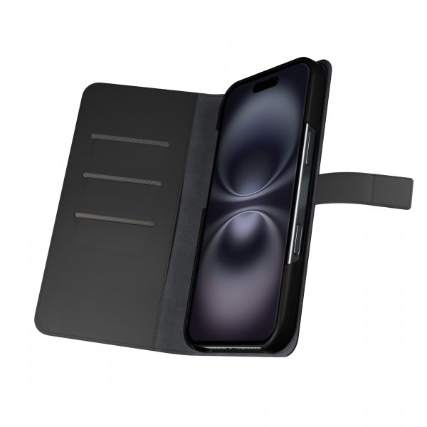 Puro iPhone 16 Plus Cover Wallet Stand Sort