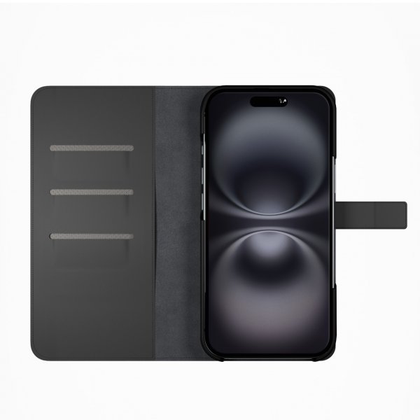 Puro iPhone 16 Plus Cover Wallet Stand Sort