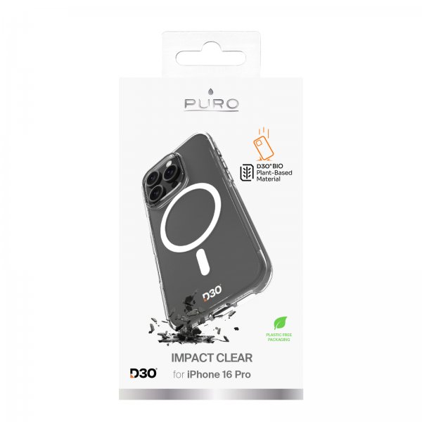 Puro iPhone 16 Pro Cover Impact Clear D3O MagSafe Gennemsigtig