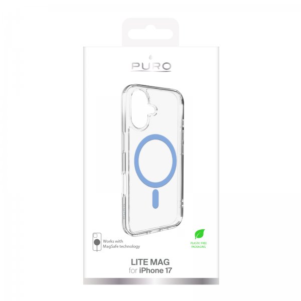 Puro iPhone 17 Cover Lite Mag Transparent Blå